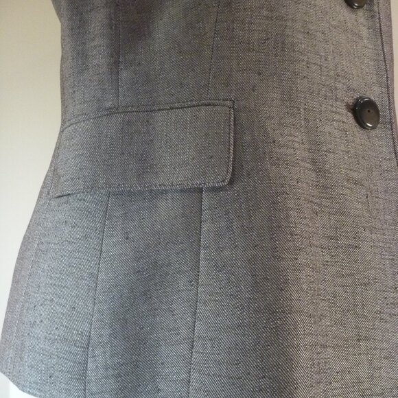 New Le Suit Skirt Set Size 8 Ruffle Pleated Hem Tan Beige Lapel Scarf 3-Piece - Picture 11 of 15